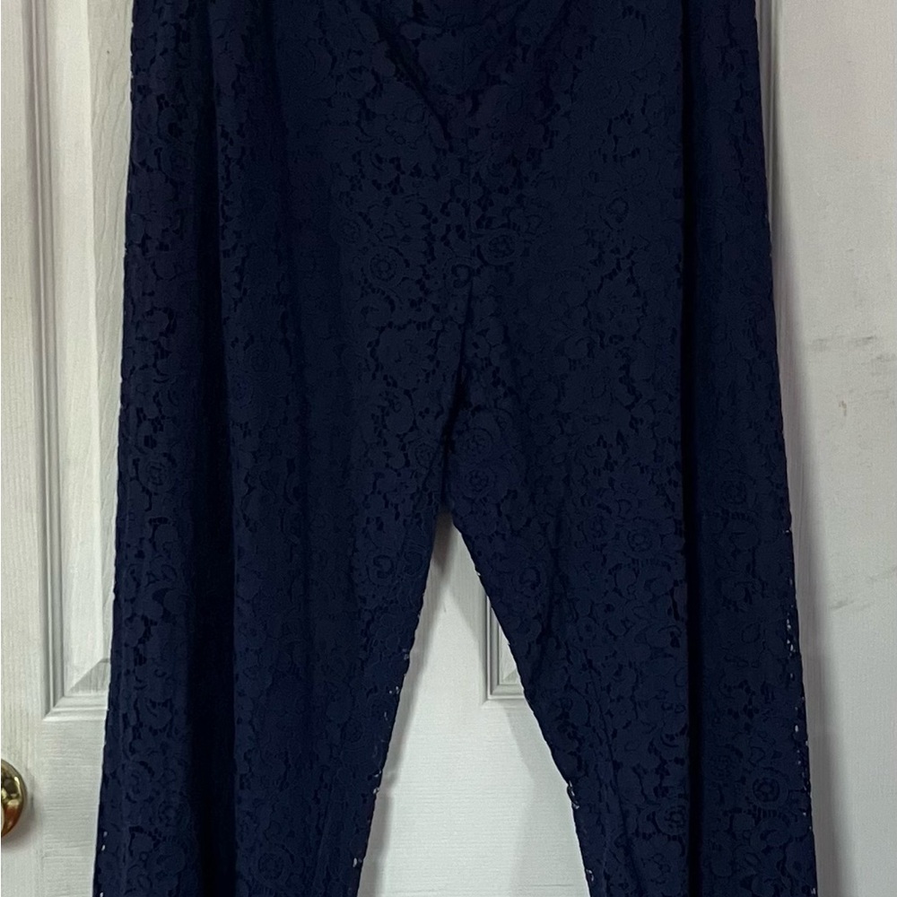 Isaac Mizrahi Navy Lace Cropped Jumpsuit